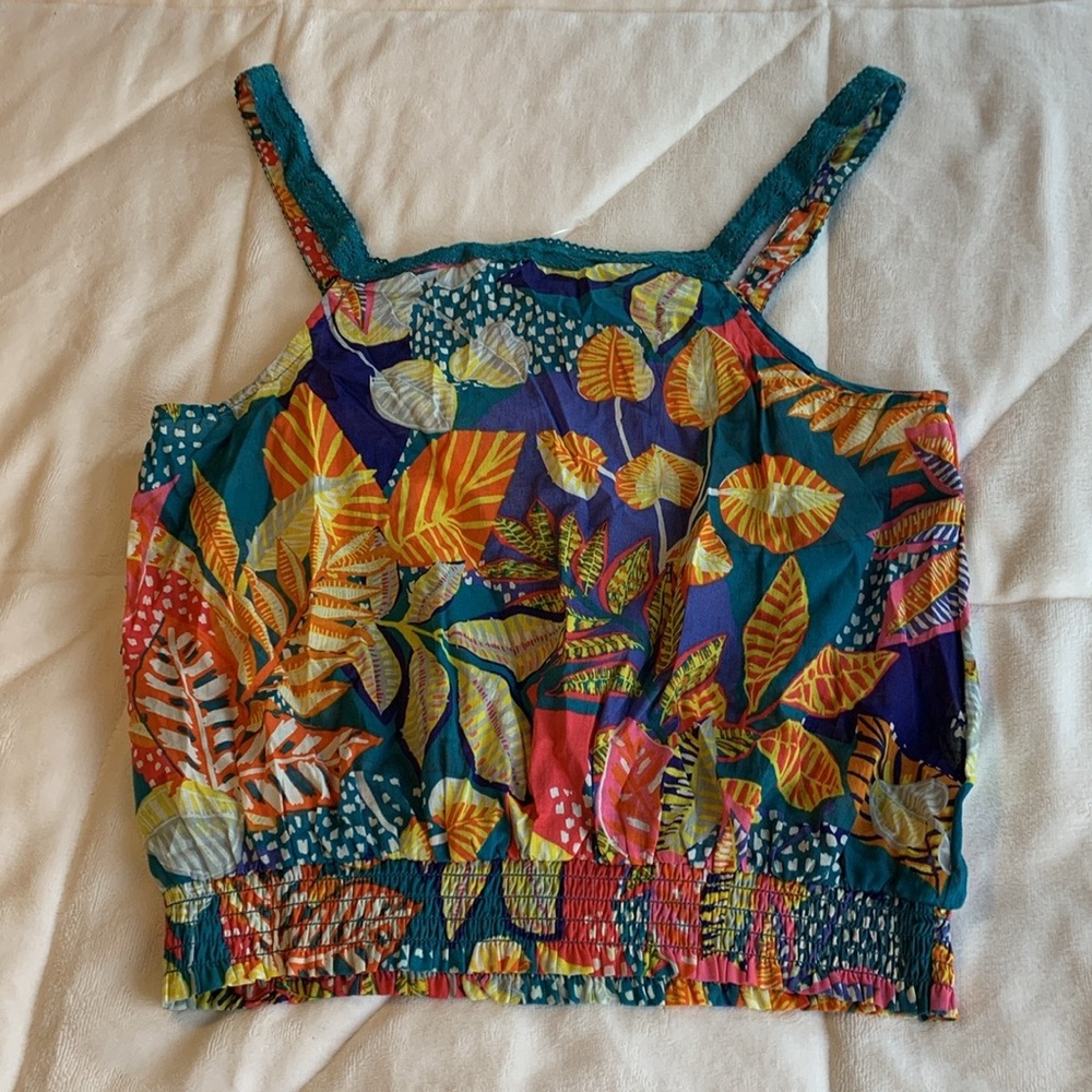 NWOT Cynthia Rowley Crop Top Tank -  Botanical Pattern - Picture 2 of 8